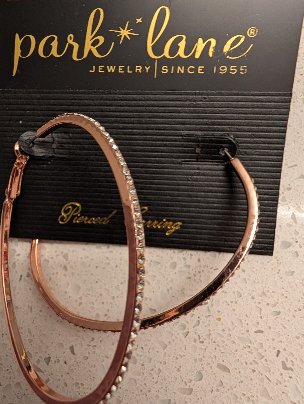 Park Lane Rose Gold Hoop Earrings with Crystals